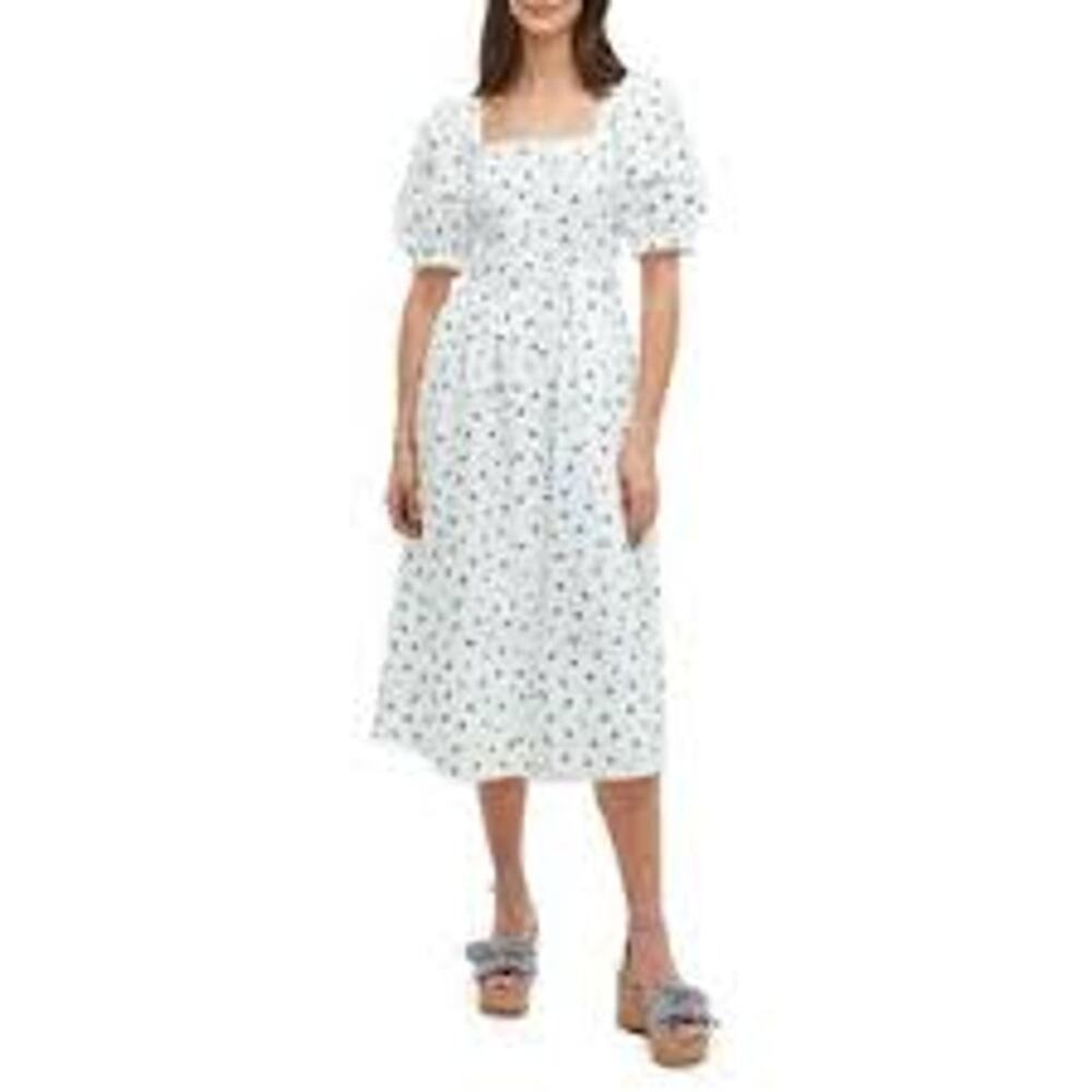 Kate Spade Dainty Bloom Poplin Midi Dress 14 Garden Ditsy Floral Puff Sleeve - Picture 7 of 7